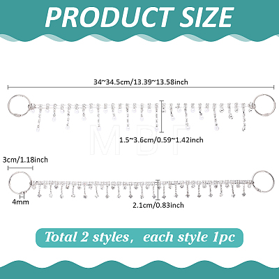 2Pcs Iron & Alloy Rhinestone Boot Strap Chains HJEW-PH02477-1
