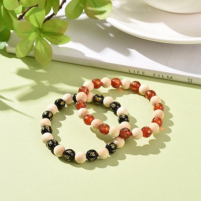 Om Mani Padme Hum Beaded Bracelets BJEW-JB09060-1