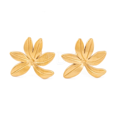 Ion Plating(IP) Flower 304 Stainless Steel Stud Earrings for Women EJEW-L272-031G-02-1