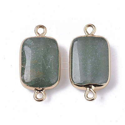 Edge Golden Plated Natural Green Aventurine Links connectors G-S359-034G-1