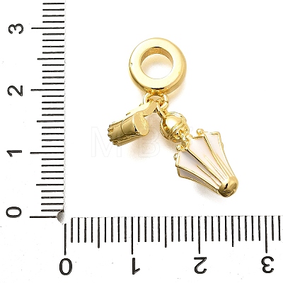 Brass Enamel Badminton European Dangle Charms KK-C087-11G-03-1