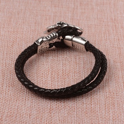 Braided Leather Cord Bracelets BJEW-L605-35-1