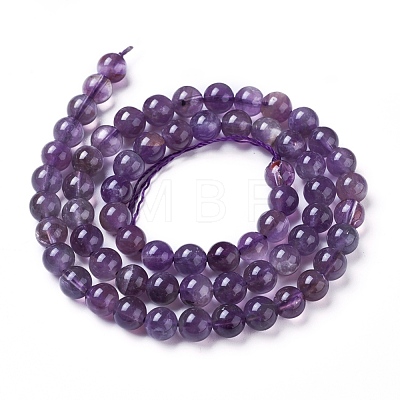 Natural Amethyst Round Bead Strands X-G-L170-6mm-03-1