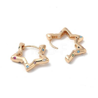 Brass Micro Pave Colorful Cubic Zirconia Hoop Earrings EJEW-M238-67KCG-1