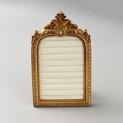 Gold Resin Photo Frame Ring Organizer Display Stands with Velvet Mat ODIS-WH0038-272-1-1