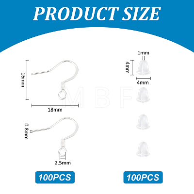 Unicraftale 100Pcs 304 Stainless Steel Earring Hooks STAS-UN0055-13-1