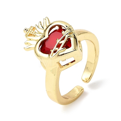 Glass Cuff Open Rings RJEW-P178-01C-G-1