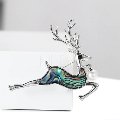 Alloy and Paua Shell Elk Brooch PW-WG309AD-01-1