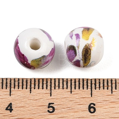 Floral Printed Porcelain Beads PORC-Q199-10mm-09-1