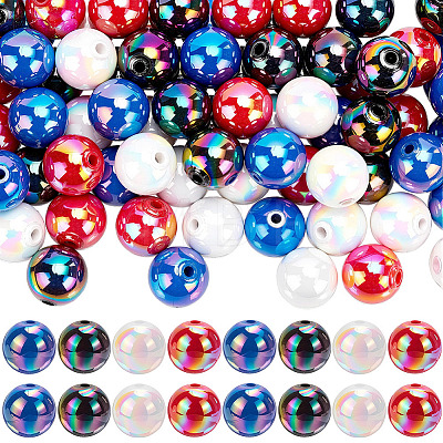 100Pcs 4 Colors UV Plating Opaque Acrylic Beads OACR-SP0002-31-1