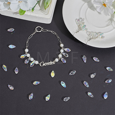 220Pcs Electroplate Transparent Glass Faceted Teardrop Beads EGLA-PA0001-58-1