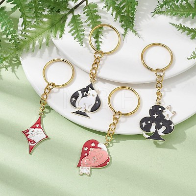 4Pcs 4 Styles Alloy Enamel Pendants Keychain KEYC-JKC00578-1