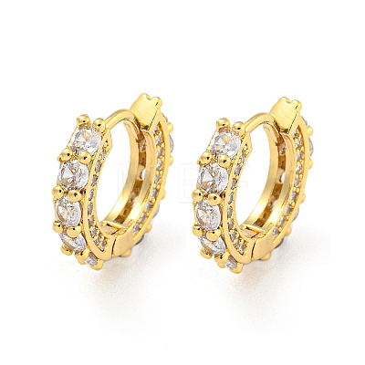 Rack Plating Brass Micro Pave Cubic Zirconia Hoop Earring EJEW-C102-13G-03-1