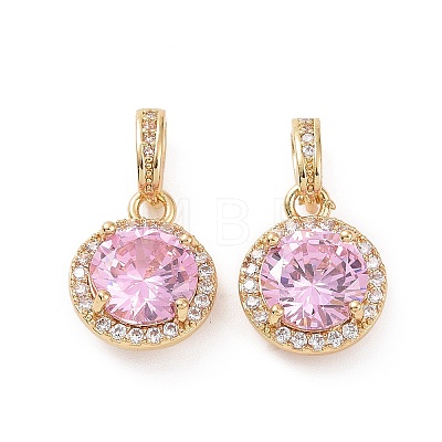 Real 18K Gold Plated Brass Micro Pave Clear Cubic Zirconia Pendants KK-E068-VC436-1