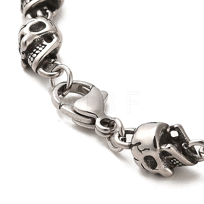 304 Stainless Steel Skull Link Chain Bracelets BJEW-E094-03AS-1