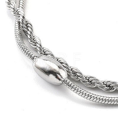 304 Stainless Steel Rope Chain Bracelets BJEW-R003-04P-01-1