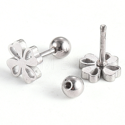 Tarnish Resistant 201 Stainless Steel Barbell Cartilage Earrings EJEW-R147-12-1