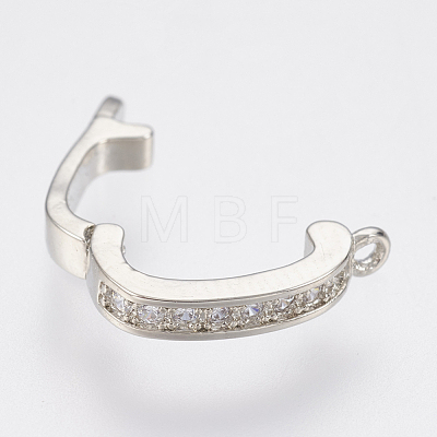 Brass Micro Pave Cubic Zirconia Fold Over Clasps ZIRC-F083-116P-RS-1