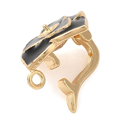 Brass with Black Enamel Fold Over Clasps KK-G505-21G-1