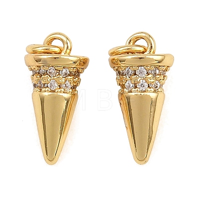 Brass Micro Pave Clear Cubic Zirconia Charms KK-Q085-02F-G-1