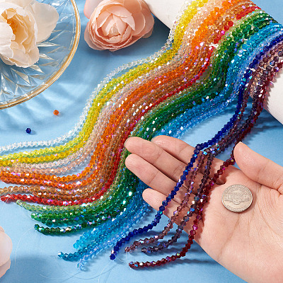 21 Strands 21 Colors Transparent Electroplate Glass Beads Strands GLAA-TA0004-23-1