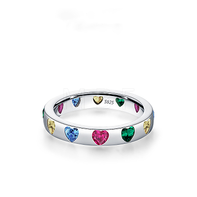 925 Sterling Silver Micro Pave Colorful Cubic Zirconia Finger Rings FS-WGC9F63-16-1