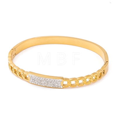 304 Stainless Steel Polymer Clay Rhinestone Hollow Hinged Bangles for Women BJEW-A011-08-1