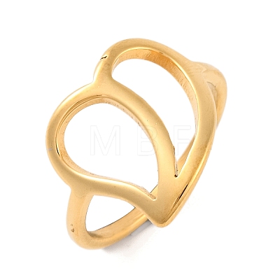 Ion Plating(IP) 304 Stainless Steel Hollow Heart Finger Rings for Women RJEW-S414-34B-G-1