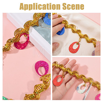 Polyester Metallic Thread & Sequins & Alloy Lace Tassel Ribbon OCOR-WH0105-236-1