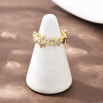 Brass Micro Pave Clear Cubic Zirconia Cuff Rings for Women RJEW-A088-04G-1