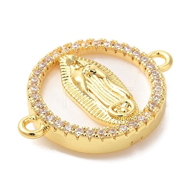 Rack Plating Brass Micro Pave Clear Cubic Zirconia Religion Connector Charms KK-L220-003G-01-1