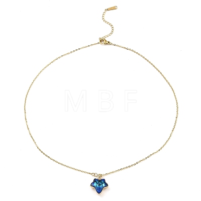 Maple Leaf Glass Pendant Necklaces NJEW-E105-13KCG-01-1