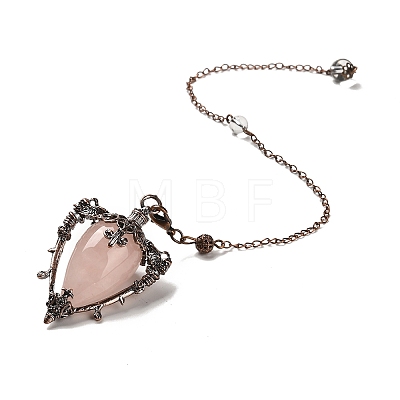 Natural Rose Quartz Triangle Dowsing Pendulum Pendants G-G022-01R-02-1