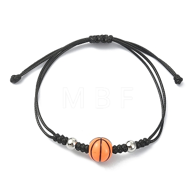 Acrylic Sports Ball Braided Bead Bracelets BJEW-TA00331-1