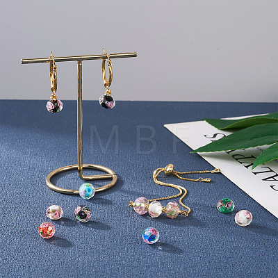 Yilisi 40Pcs 8 Colors Handmade Gold Sand Lampwork Beads Strands LAMP-YS0001-01-1