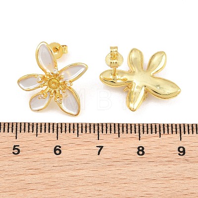Brass Micro Pave Cubic Zirconia Stud Earring Findings CU-CBAA5EE-04G-03-1