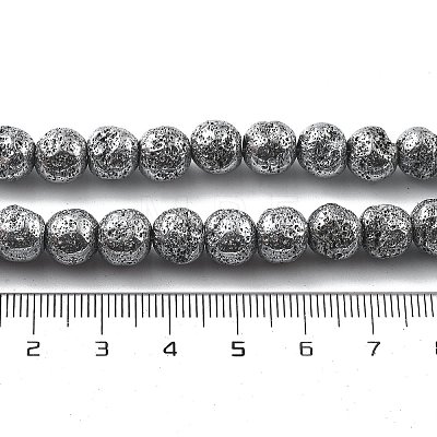 Electroplated Natural Lava Rock Beads Strands G-A251-E01-01J-1