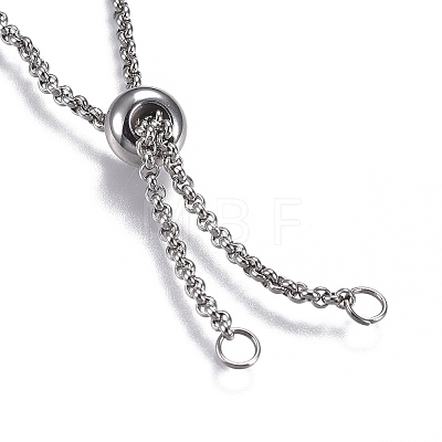 Adjustable 304 Stainless Steel Rolo Chains Slider Bracelet BJEW-L653-003P-B-1