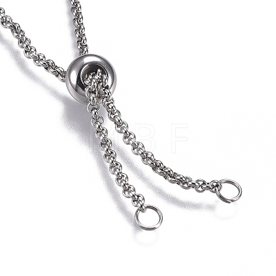 Non-Tarnish Adjustable 304 Stainless Steel Rolo Chains Slider Bracelet BJEW-L653-003P-B-1