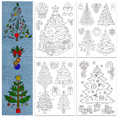 4 Sheets 11.6x8.2 Inch Stick and Stitch Embroidery Patterns DIY-WH0455-211-1