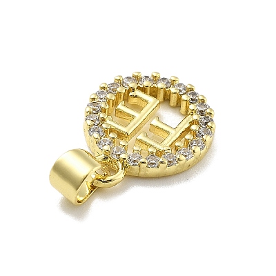 Rack Plating Brass Micro Pave Cubic Zirconia Pendants KK-D359-31G-1