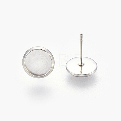 Eco-Friendly 316 Surgical Stainless Steel Stud Earring Settings X-STAS-F181-01P-8mm-1