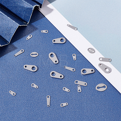 240Pcs 6 Style Stainless Steel Chain Tabs STAS-SC0003-14-1