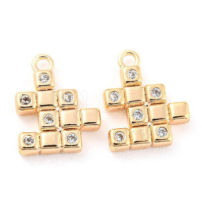 Brass Micro Pave Cubic Zirconia Charms KK-E090-36G-1