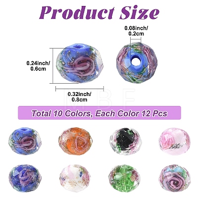 20Pcs Handmade Silver Foil Glass Lampwork Beads LAMP-YW0001-77-1