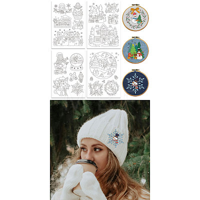 4 Sheets 11.6x8.2 Inch Stick and Stitch Embroidery Patterns DIY-WH0455-237-1