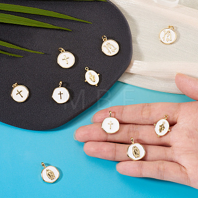 10Pcs 5 Styles Golden Plated Brass Enamel Pendants KK-TA0008-60-1