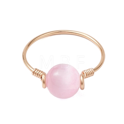 Round Natural Selenite Finger Rings RJEW-TA00127-1