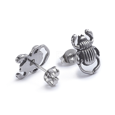 Retro 304 Stainless Steel Stud Earrings X-EJEW-L248-003AS-1