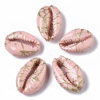 Spray Painted Natural Cowrie Shell Beads SSHEL-R047-03-A09-1